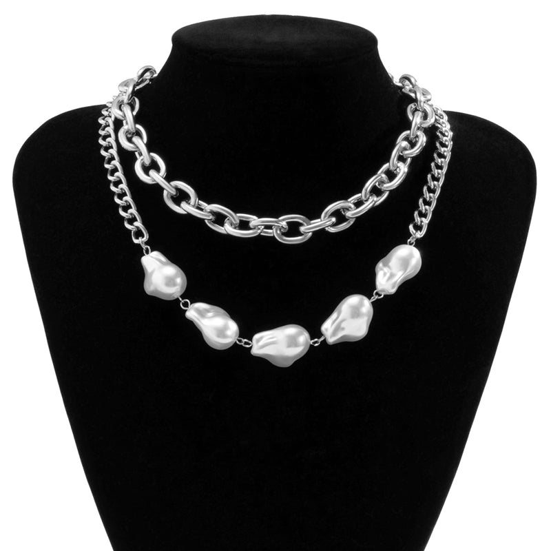 Exaggerated Baroque Shaped Imitation Pearl Necklace Personality Tassel