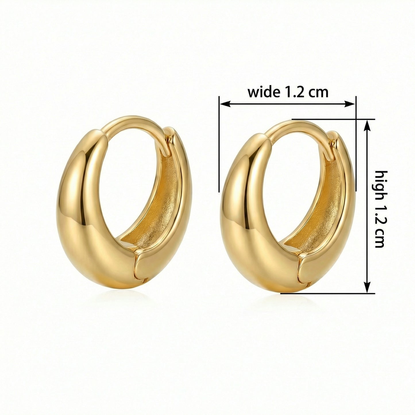 925 Sterling Silver Elegant Polished Chunky Huggie Hoop Earrings with Secure Hinge for Everyday Glamour