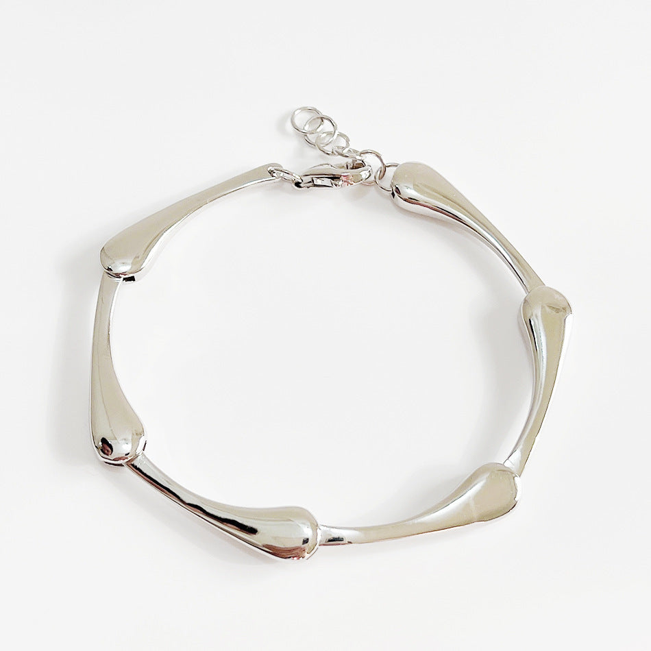 Geometric Minimalist 925 Sterling Silver Water Drop Bracelet Soft Line Silver Bracelet Bracelet