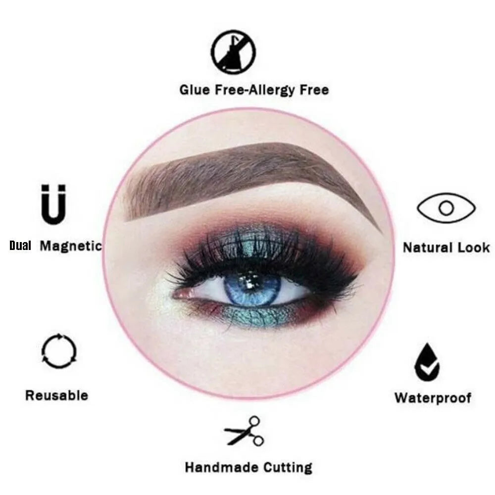 Magnetic Eyelashes No Glue Needed Eyelashes Mink Eyelashes Thick faux cils magnetique Natural False Lashes+Tweezers Makeup Tools