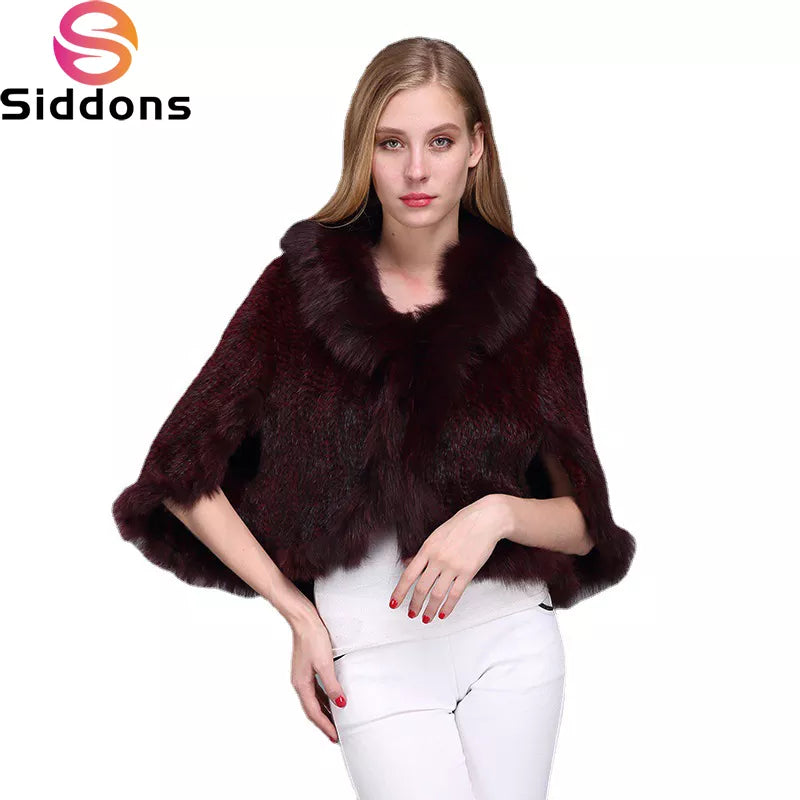 Women Natural Mink Fur Shawl Jacket Lady Knitted Mink Fur Scarf Shawl Lady Real Mink Fur And Fox Fur Collar Poncho Shawl Coat