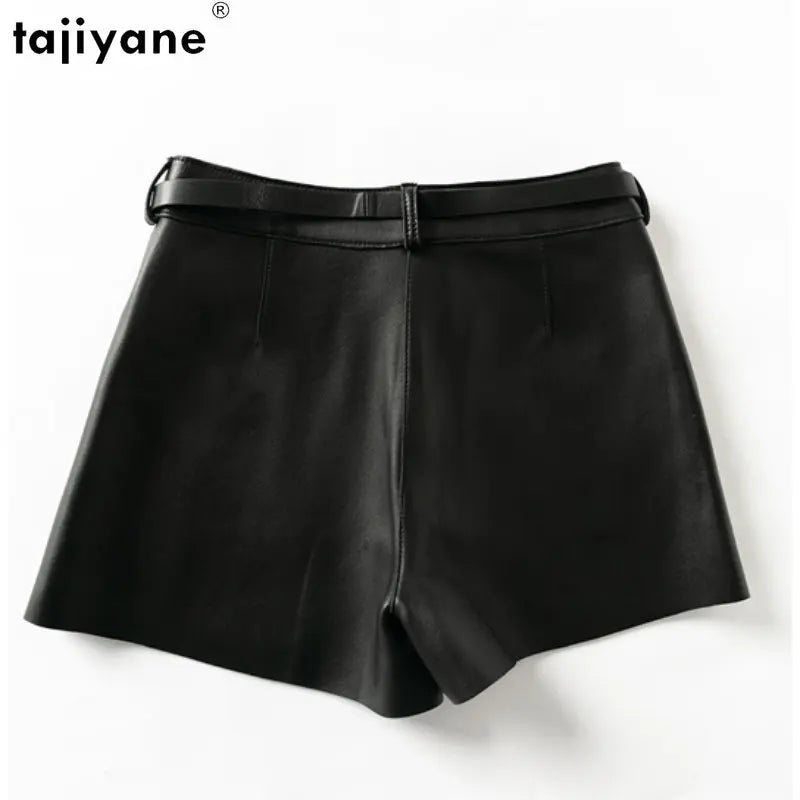 Tajiyane Genuine Leather Shorts for Womens High Waist Real Sheepskin Short Pants Korean Style Slim Shorts Cargo Women Short SGG