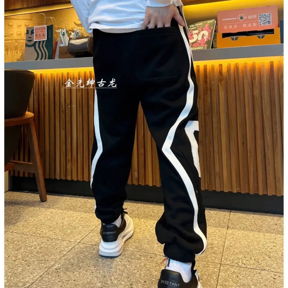 Men's Casual Pants Thickened Letter Embroidered Stitching Harem Pants Fashion All-match Trend Loose Leggings Men's Hot Style