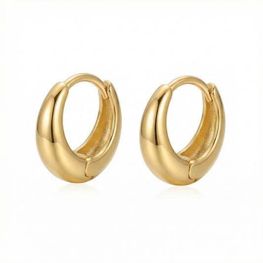 925 Sterling Silver Elegant Polished Chunky Huggie Hoop Earrings with Secure Hinge for Everyday Glamour